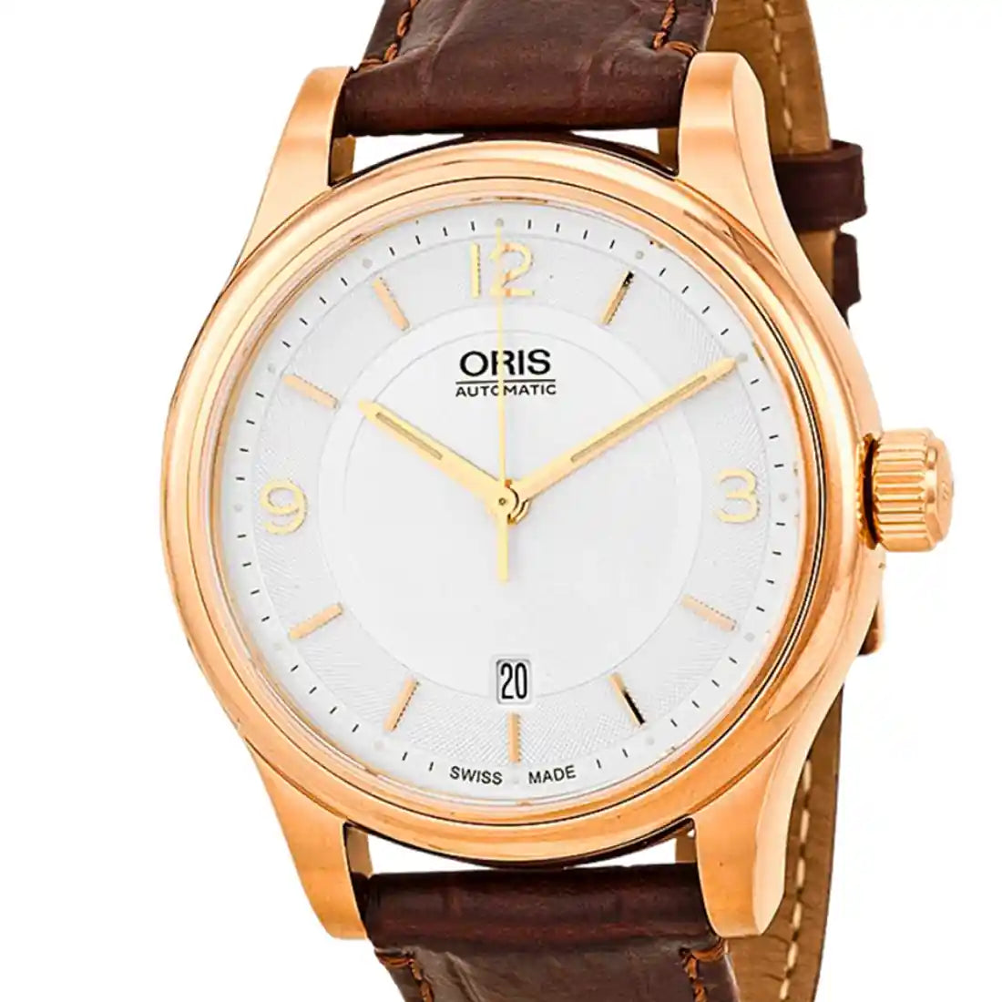 01 733 7594 4831-07 62012 Classic Date Silver Dial Brown Leather Men's Watch