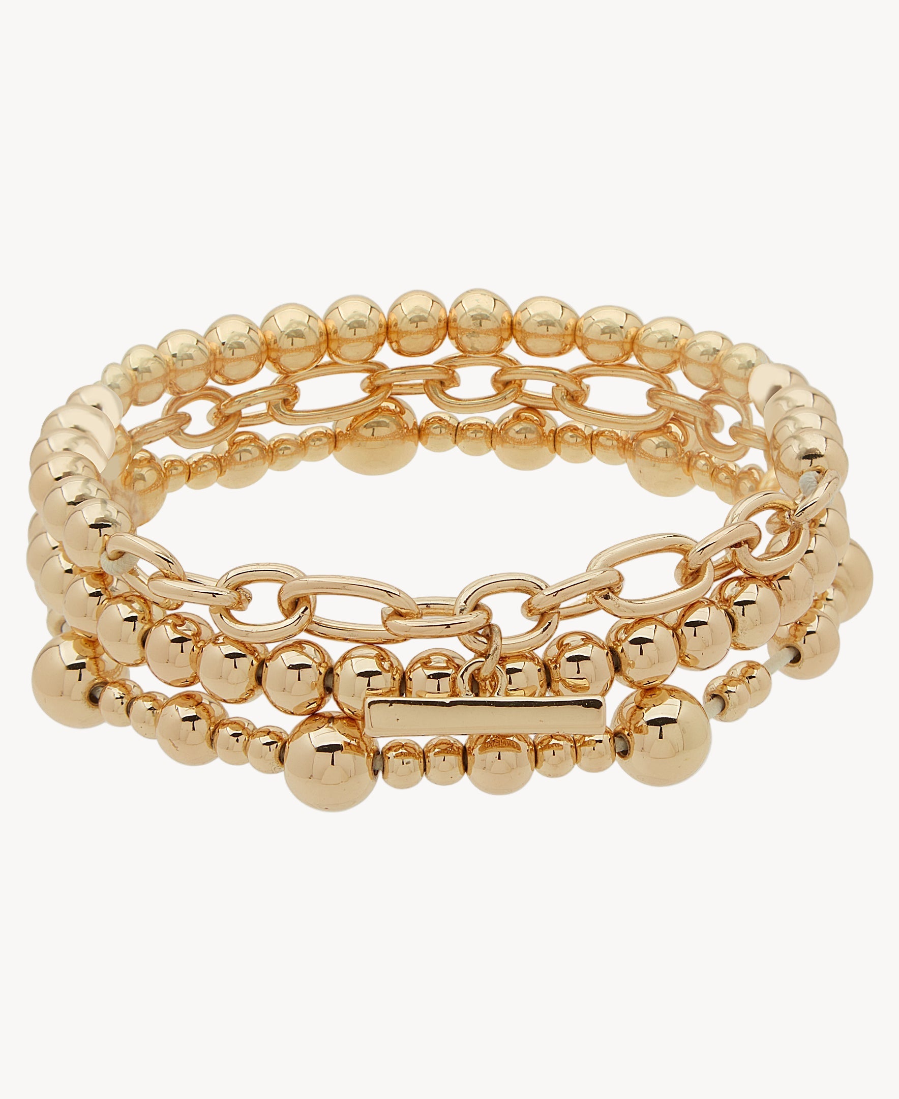 مجموعة أساور آن كلاين 01B00703 ذات طبقات من الخرز الذهبي