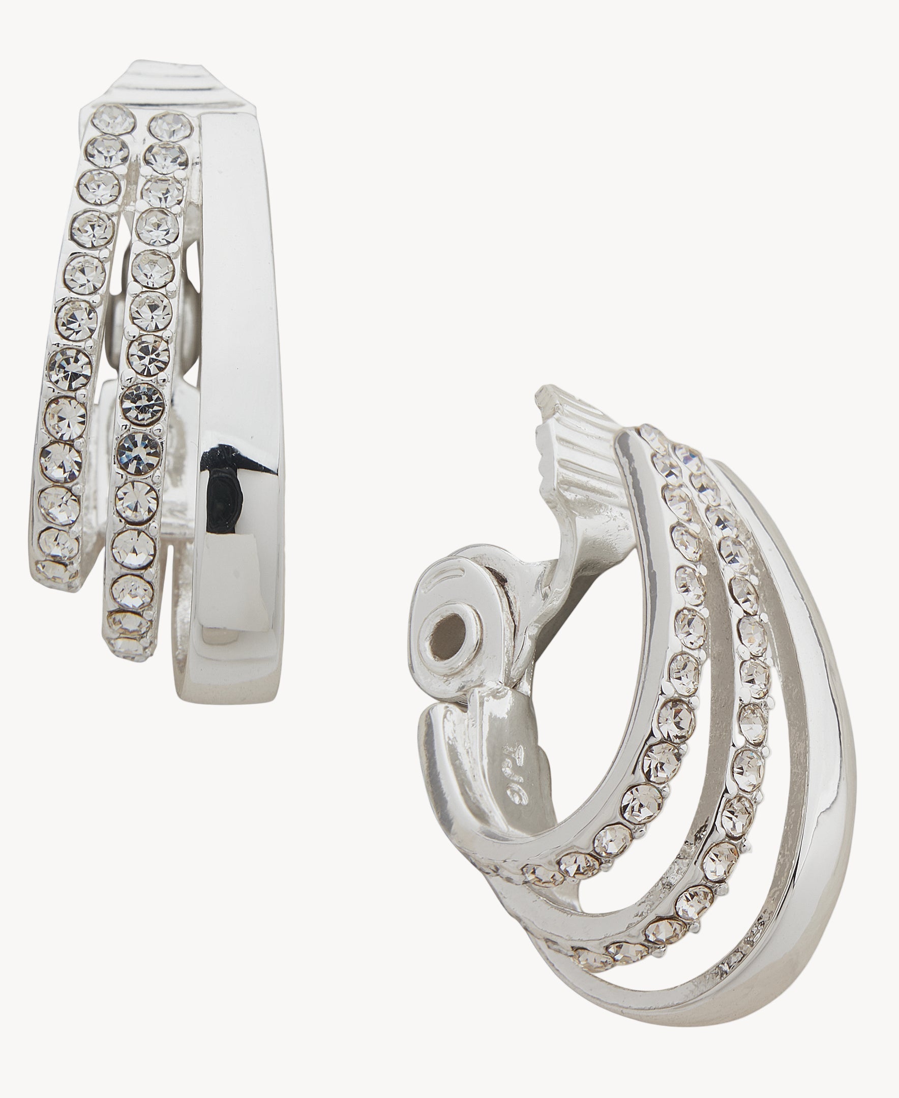 أقراط دائرية من الفضة والكريستال من آن كلاين جوليري 01C00285