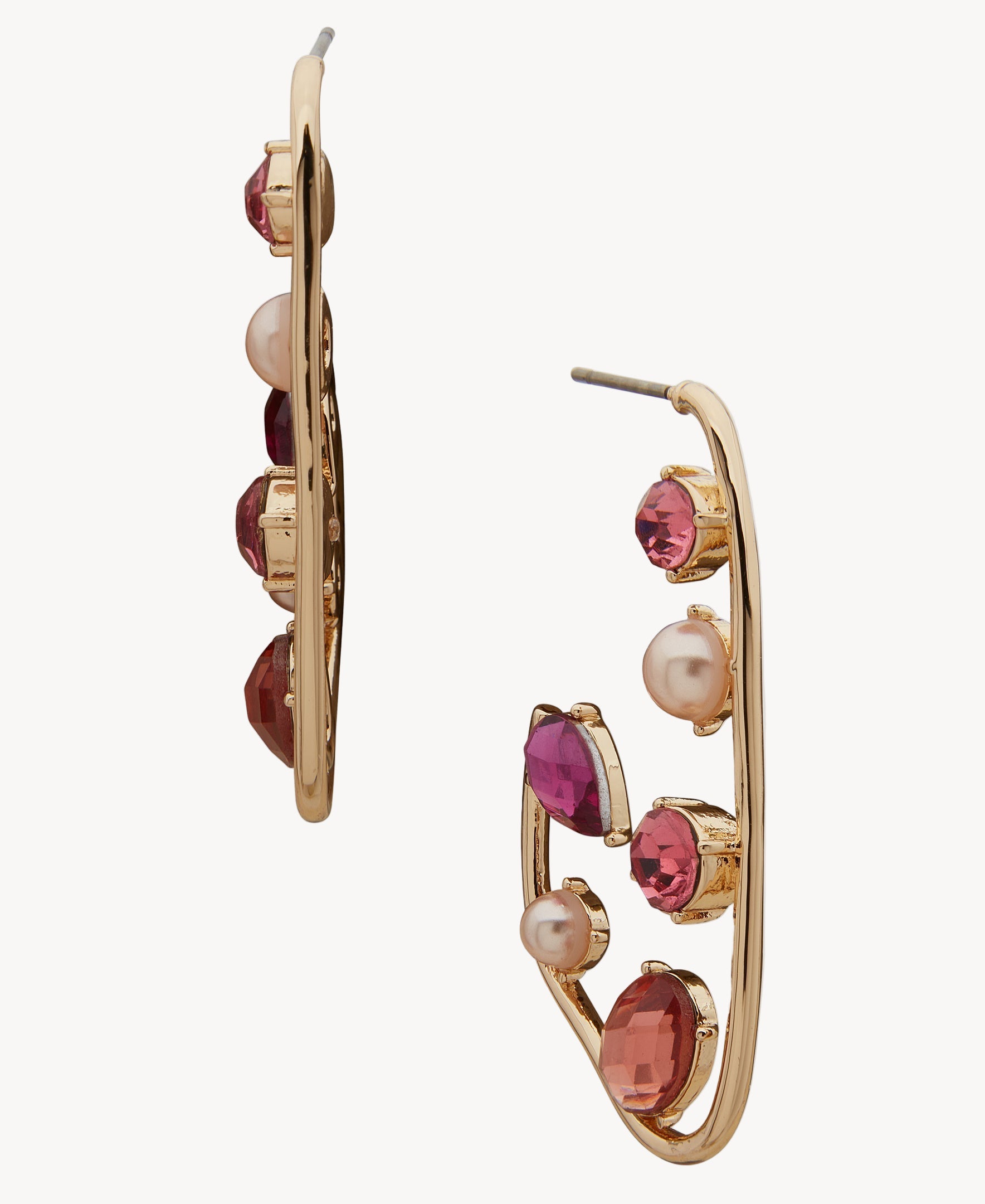 أقراط دائرية من آن كلاين جوليري 01G00376 مرصعة بالكريستال الأحمر واللؤلؤ