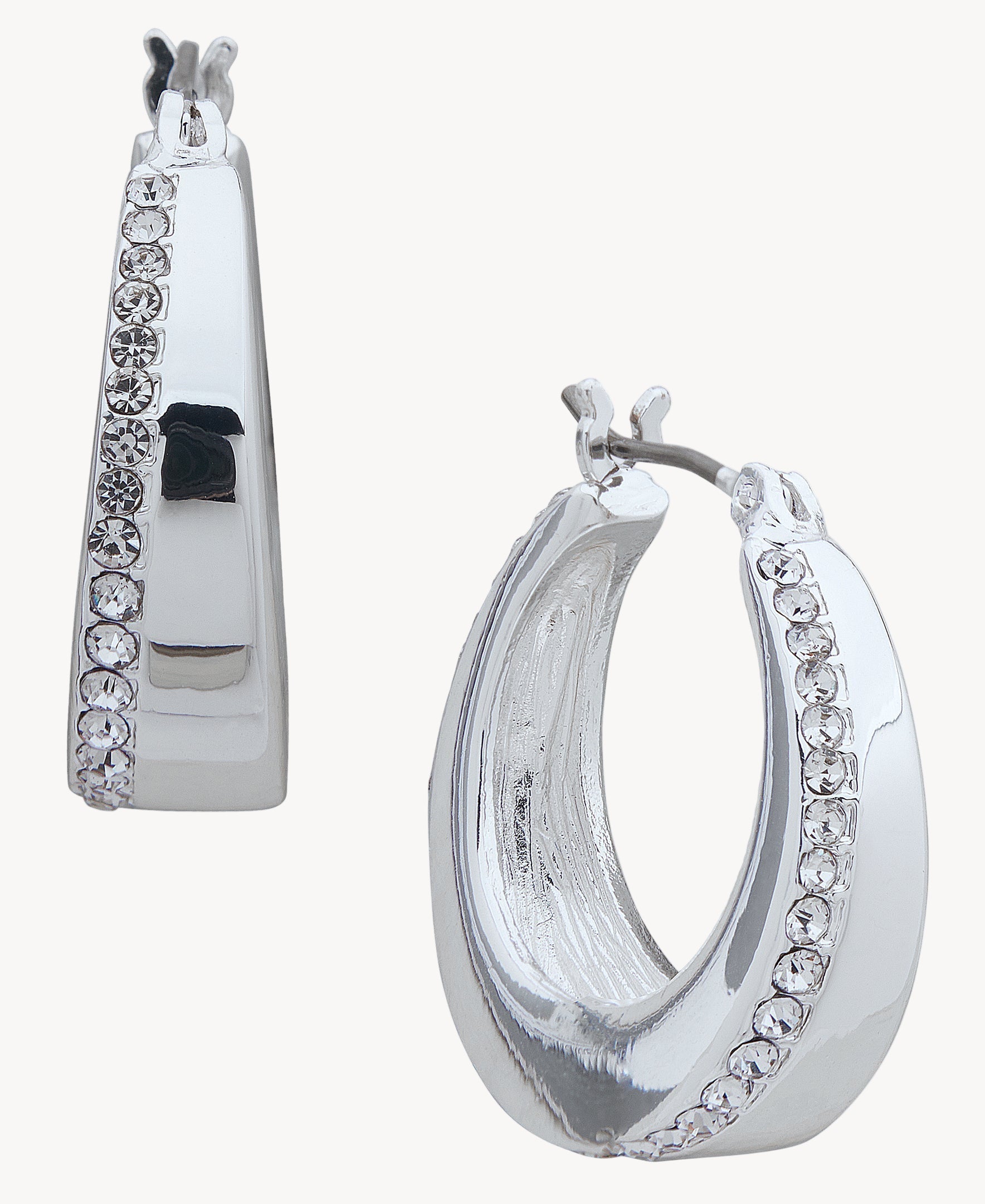 أقراط دائرية من الفضة والكريستال من آن كلاين جوليري 01G00816