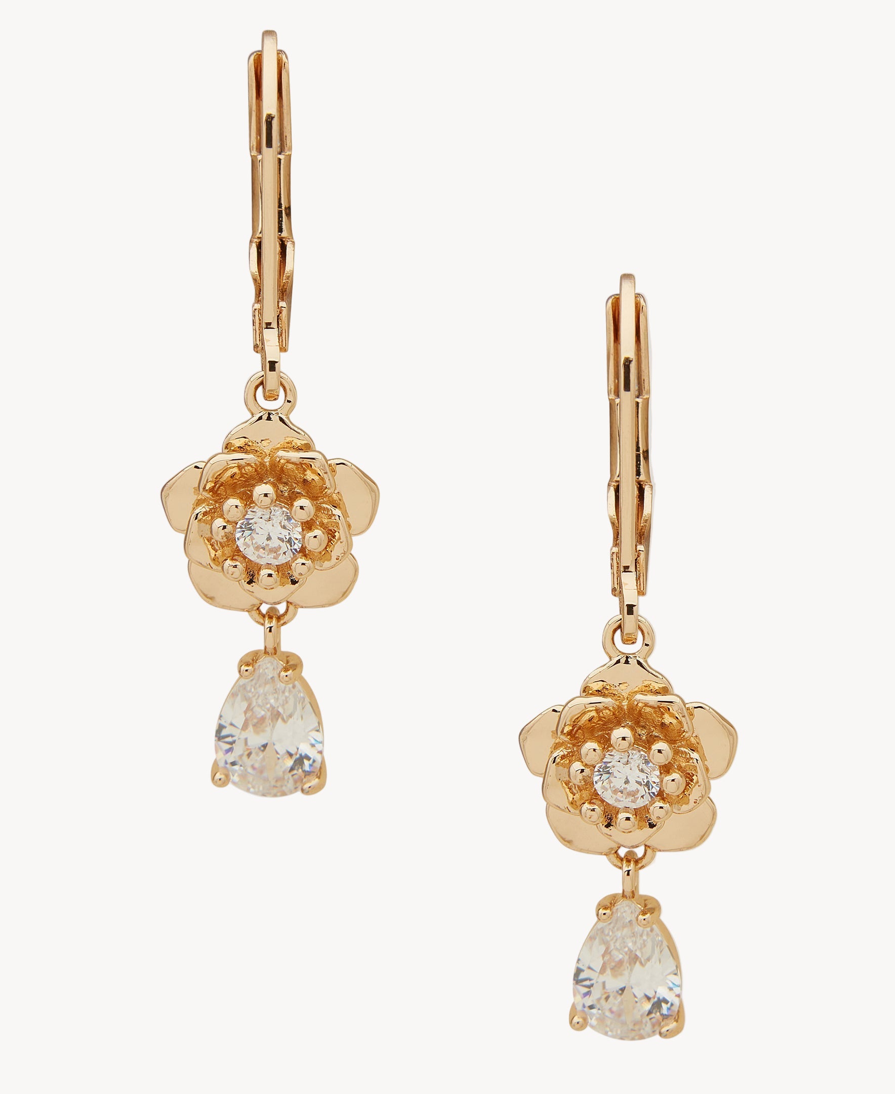 أقراط متدلية من الذهب والكريستال الزهري من آن كلاين جوليري 01G00831