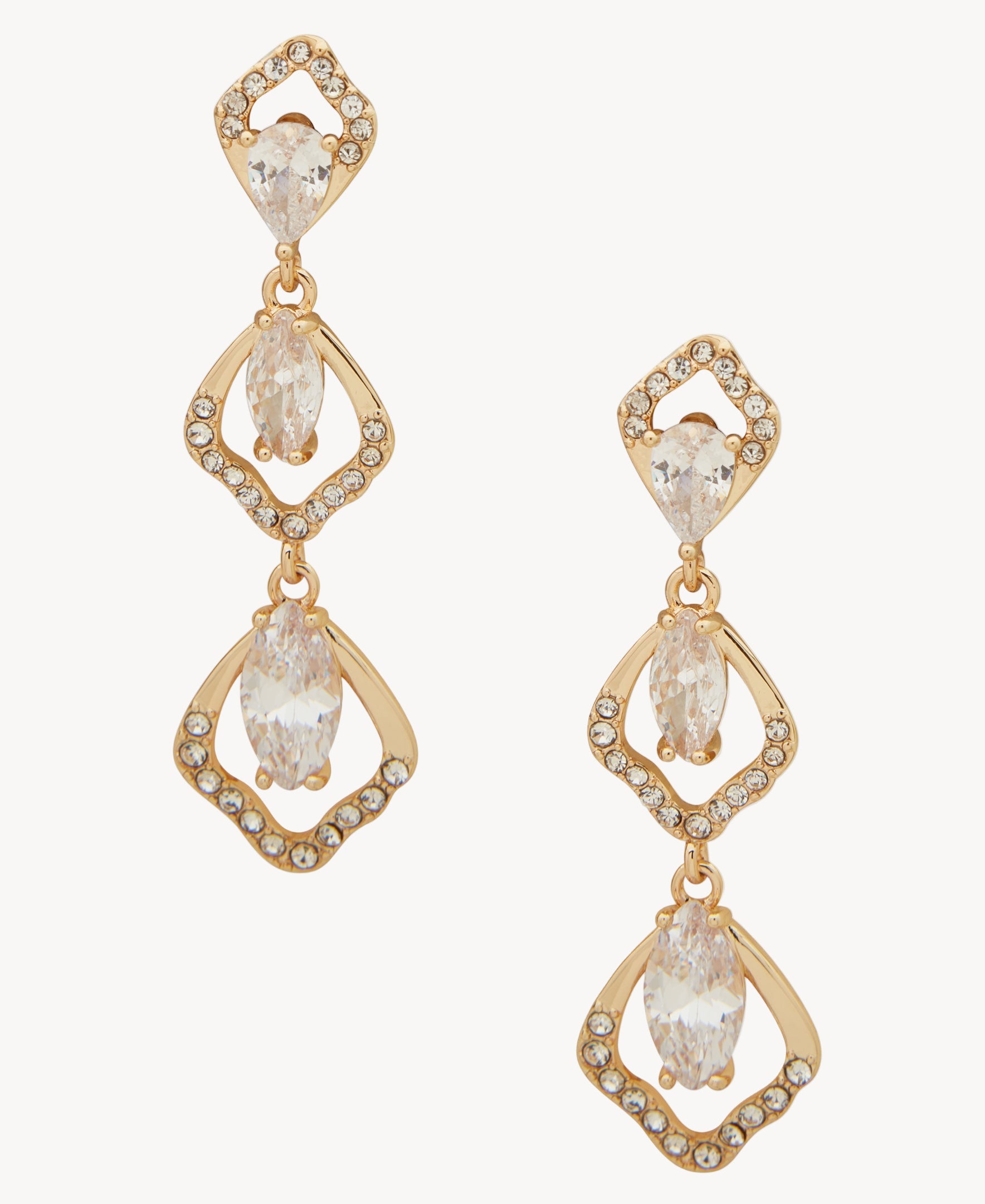 أقراط متدلية ثلاثية الكريستال من آن كلاين جوليري 01G00833