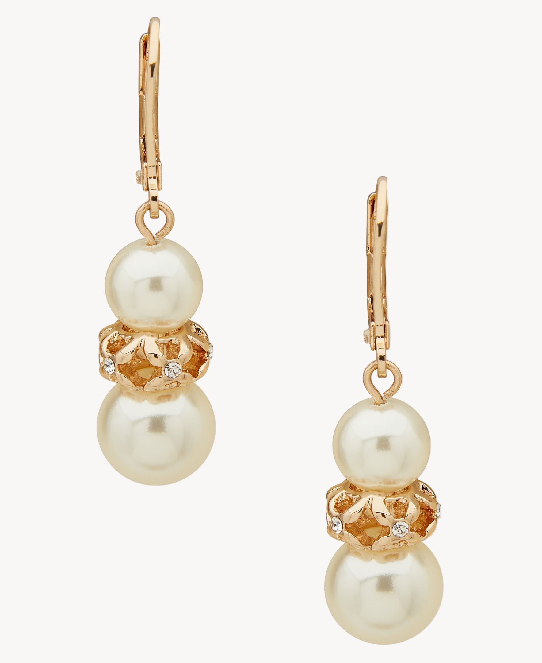 أقراط متدلية من اللؤلؤ باللون الذهبي من آن كلاين جوليري 01G00847