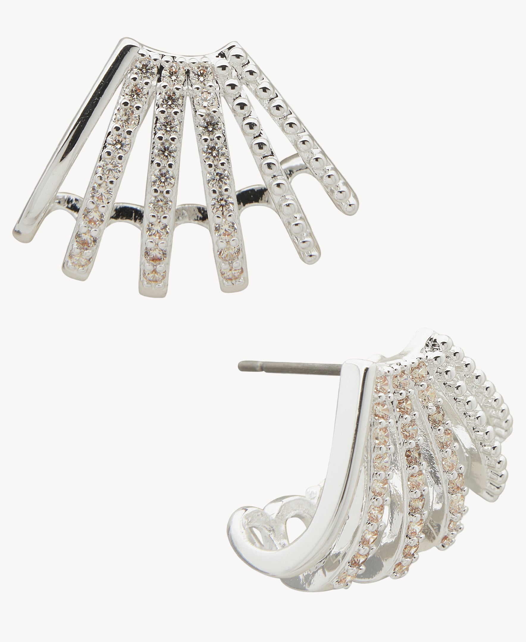 أقراط آن كلاين جوليري 01G00897 فضية اللون على شكل مروحة