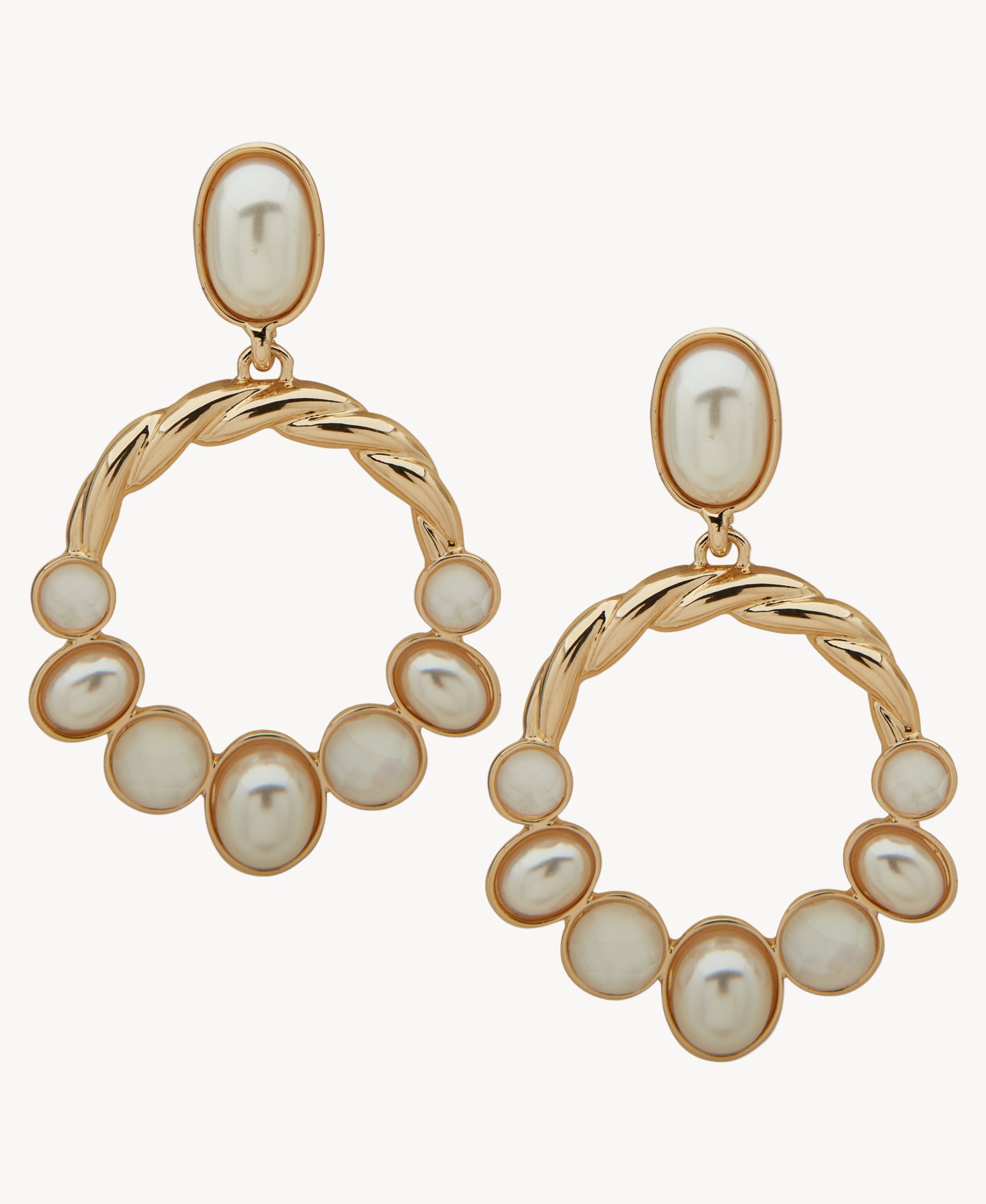 Anne Klein Jewelry 01G00932 Pearl Accent Hoop Earrings