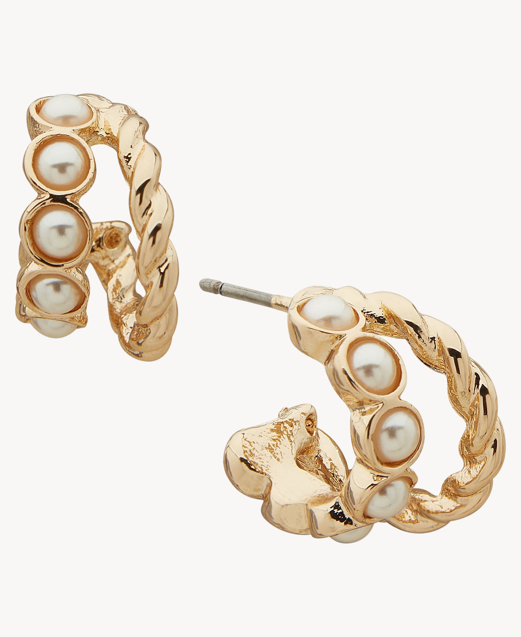 Anne Klein Jewelry 01G00981 Twisted Pearl Mini Hoops