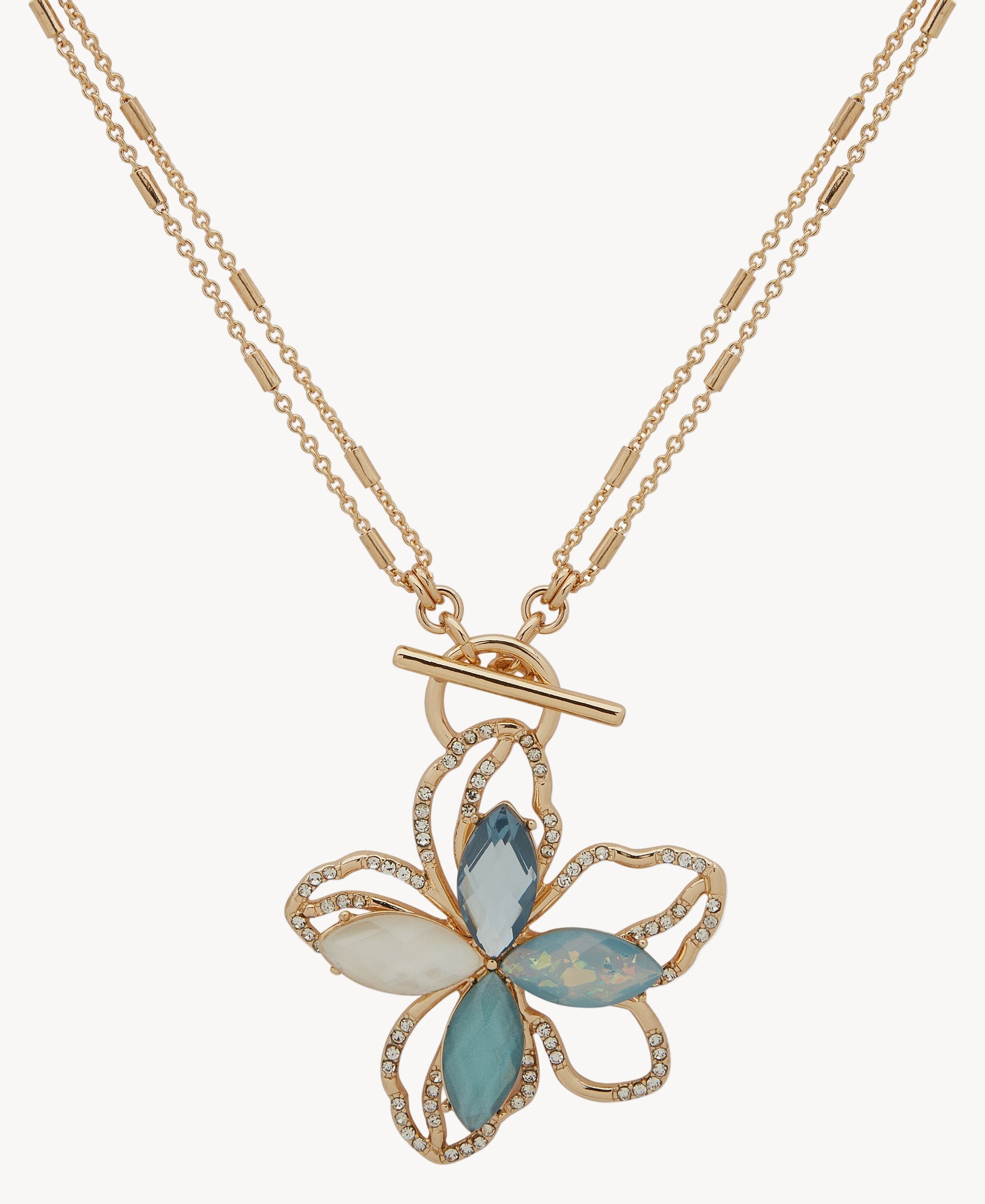 قلادة آن كلاين جوليري 01N00489 مزينة بالكريستال الزهري