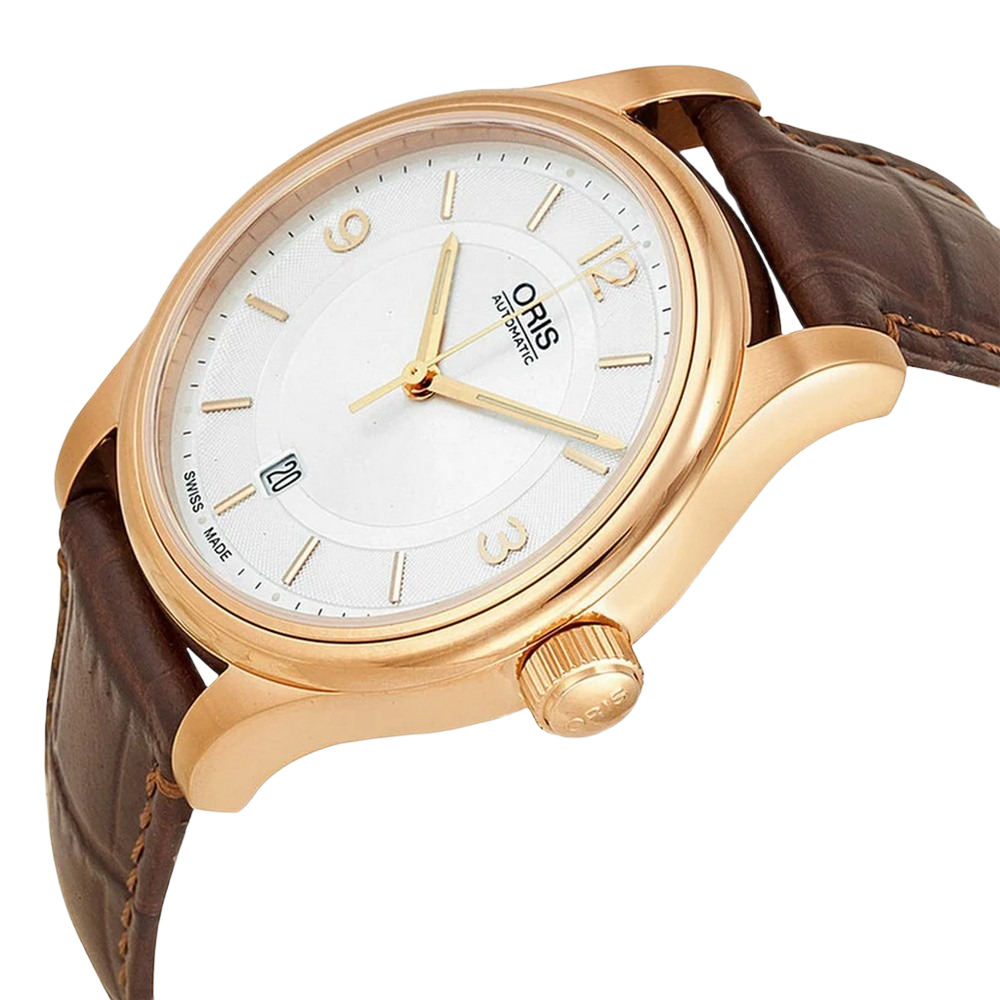 Oris  01 7337594 4831-07 6 2012 Classic Date Silver Dial Brown Leather Men's Watch