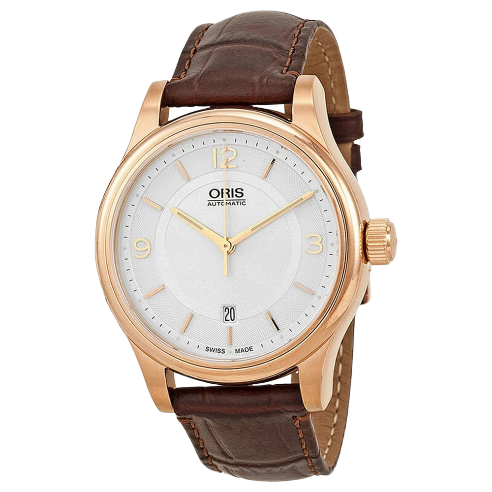 Oris  01 7337594 4831-07 6 2012 Classic Date Silver Dial Brown Leather Men's Watch
