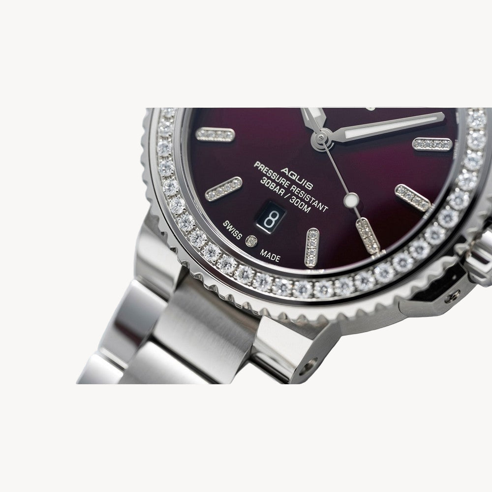 ساعة أوريس 01 733 7766 4998 النسائية Aquis Date Diamonds