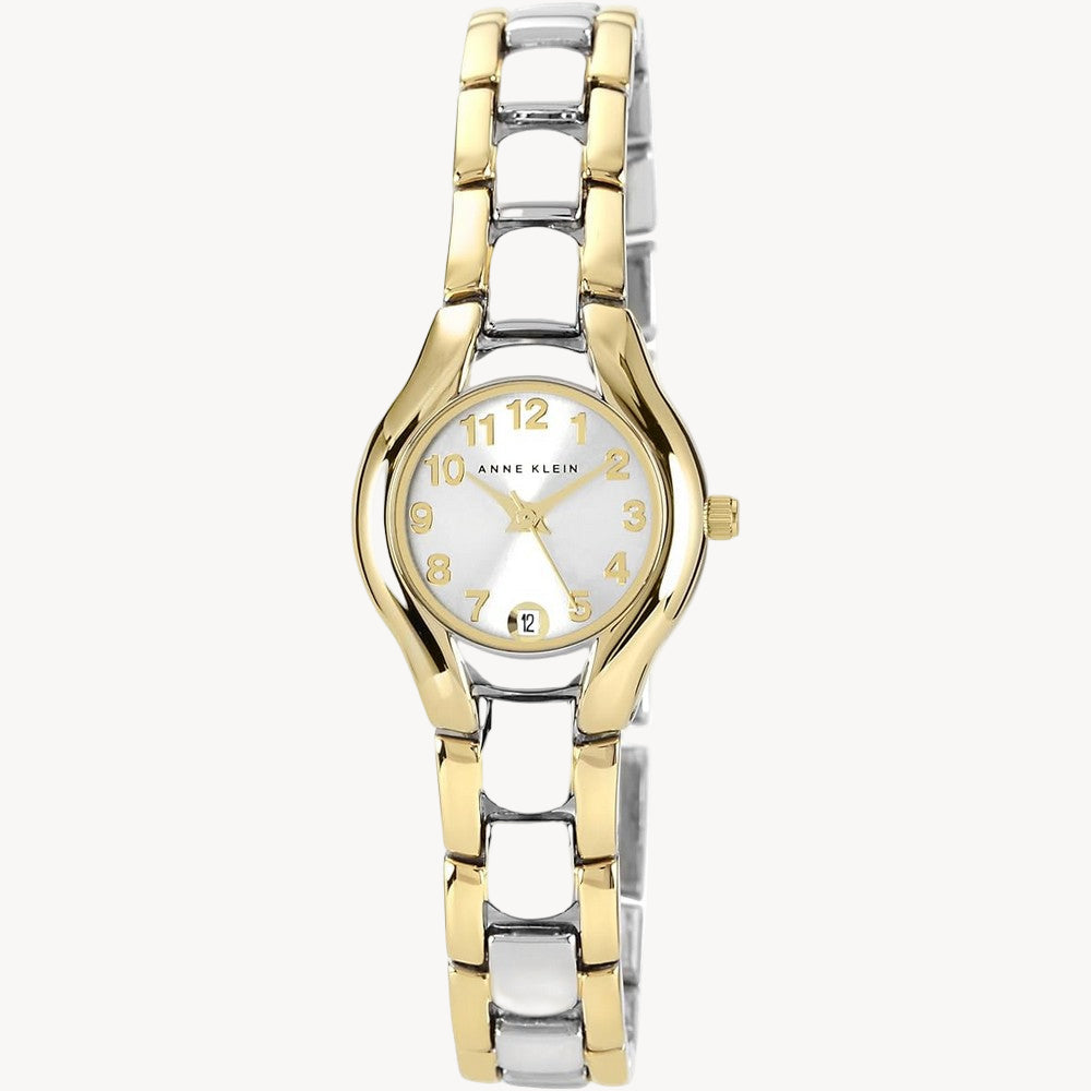 ساعة آن كلاين 10/6777SVTT ثنائية اللون مع سوار وتاريخ - مينا فضية 24 مم