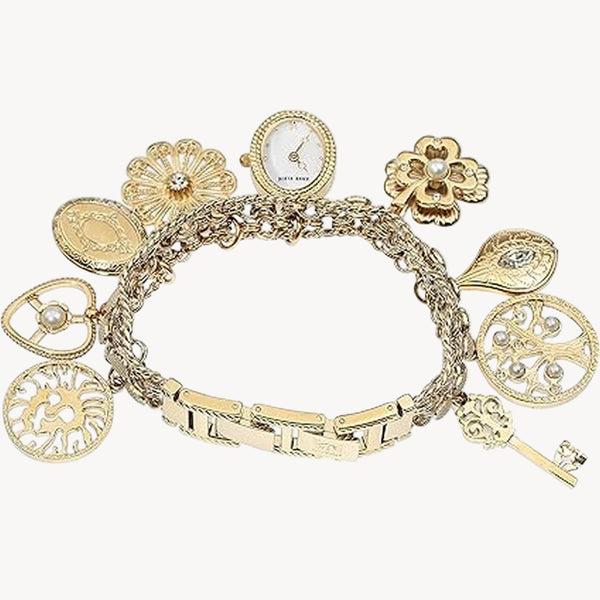 Anne Klein 10/8096CHRM Women's Premium Crystal Accented Charm Bracelet Watch