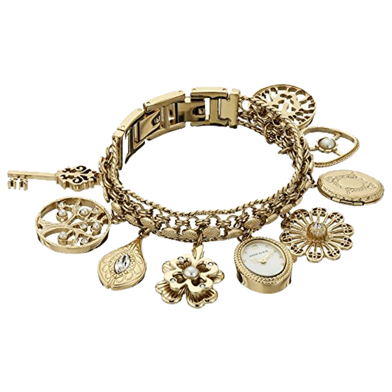 Anne Klein 10/8096CHRM Women's Premium Crystal Accented Charm Bracelet Watch