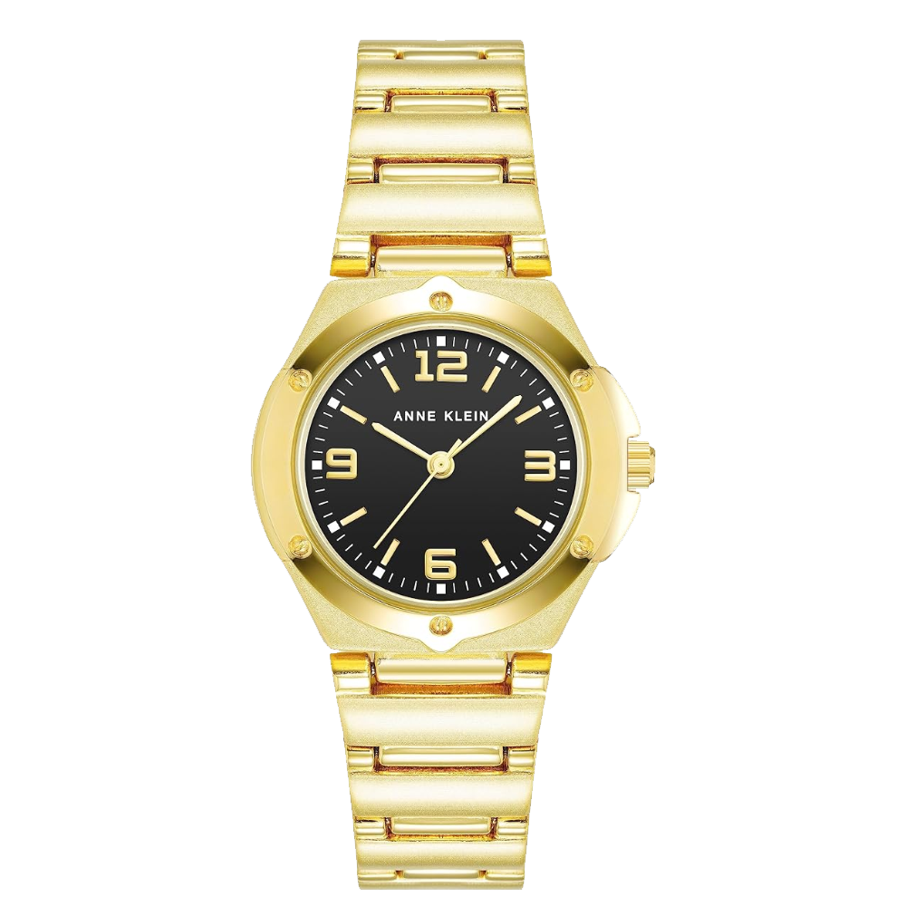 ساعة آن كلاين 10/8654BKGB بسوار - مينا سوداء ولون ذهبي