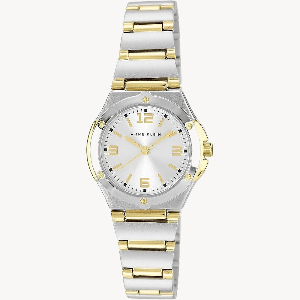 ساعة آن كلاين 10/8655SVTT ثنائية اللون بسوار - مينا فضية مقاس 27-28 مم