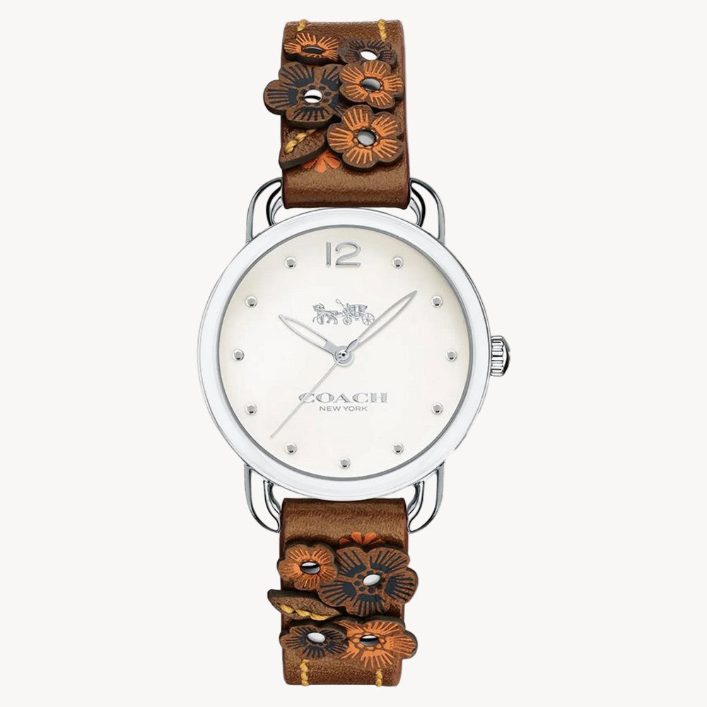 Movement Type: Quartz
Case Diameter: 28.00 mm
Case Thickness: 7.80 mm
Band Width: 12.00 mm
Case Material: Stainless Steel
Crystal Material: Mineral
Strap Material: Brown Calfskin
Water Resistance: 3 Atm
Clasp Type: Tongue Buckle
Warranty: 2 Year International Manufacturer's Warranty