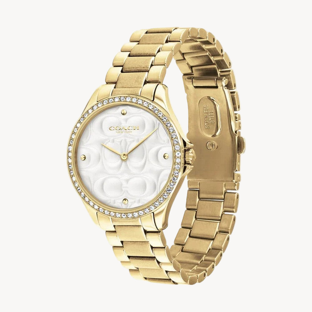 ساعة كوتش سبورت كريستال النسائية العصرية