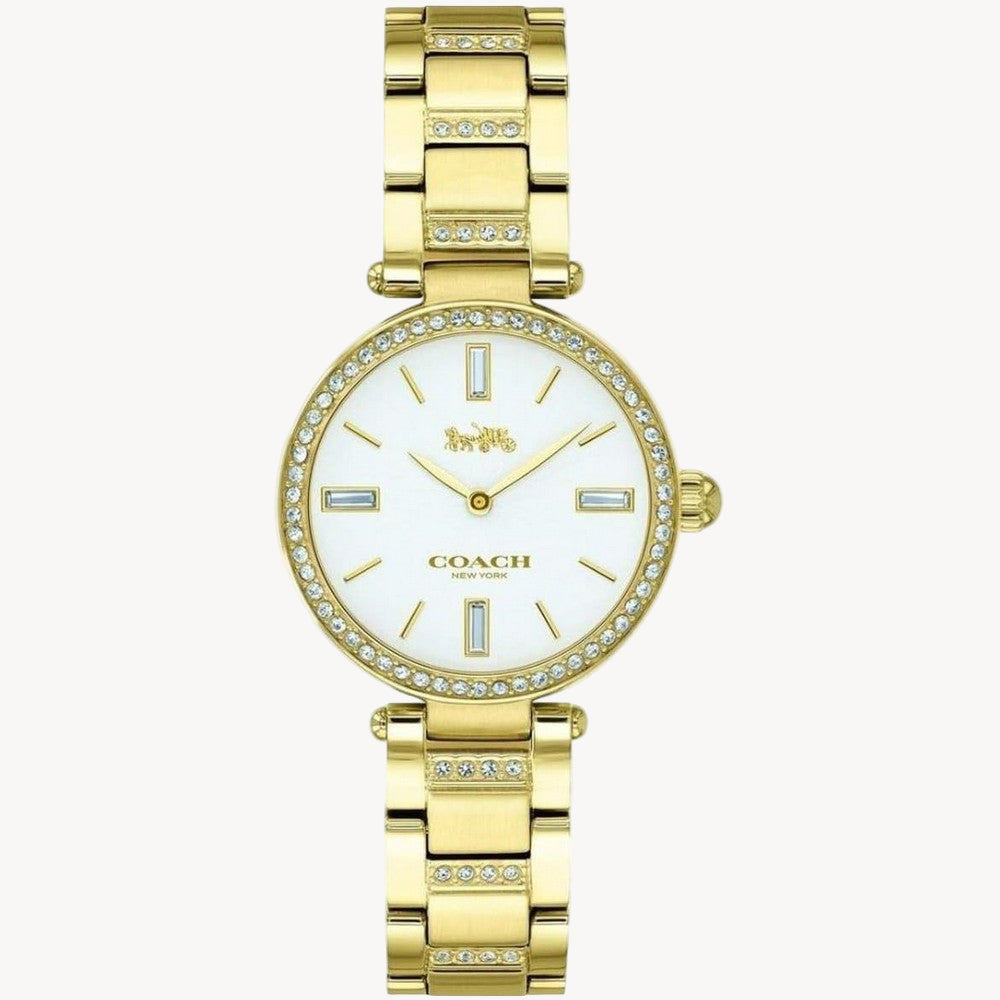Gold Stainless steel bracelet with crystals
3 ATM: Water resistant up to 30m: Will withstand splashes of water, not recommended to submerge in water