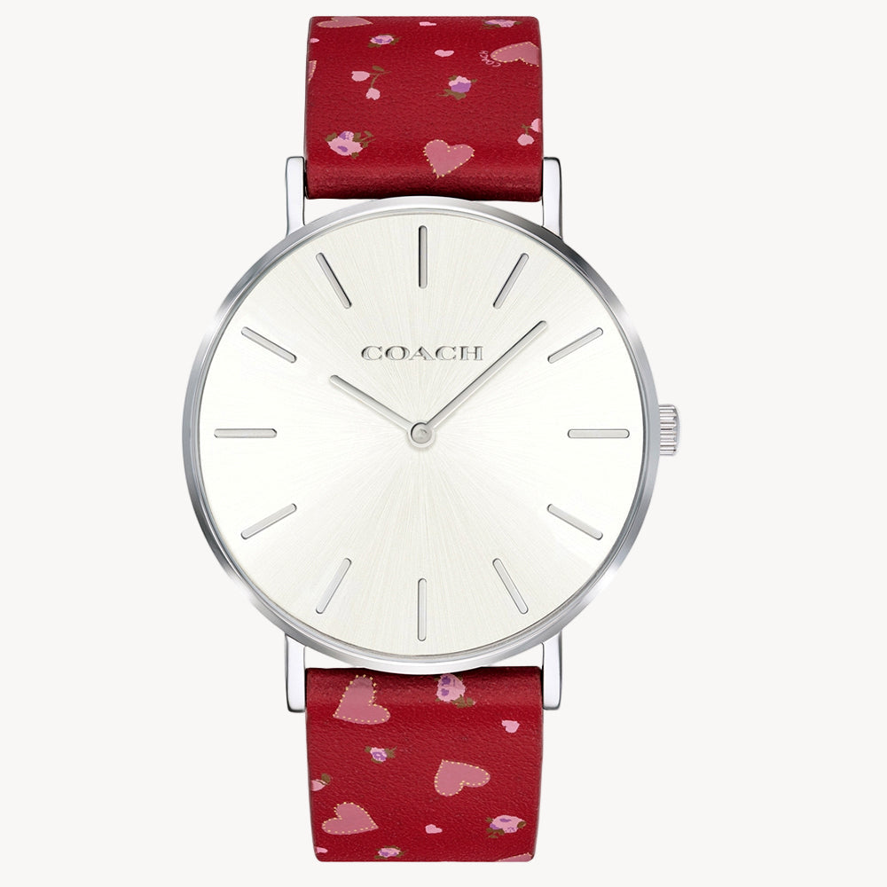 COACH 14503228 Perry Quartz White Dial Patterned Leather Women's Watch Coach