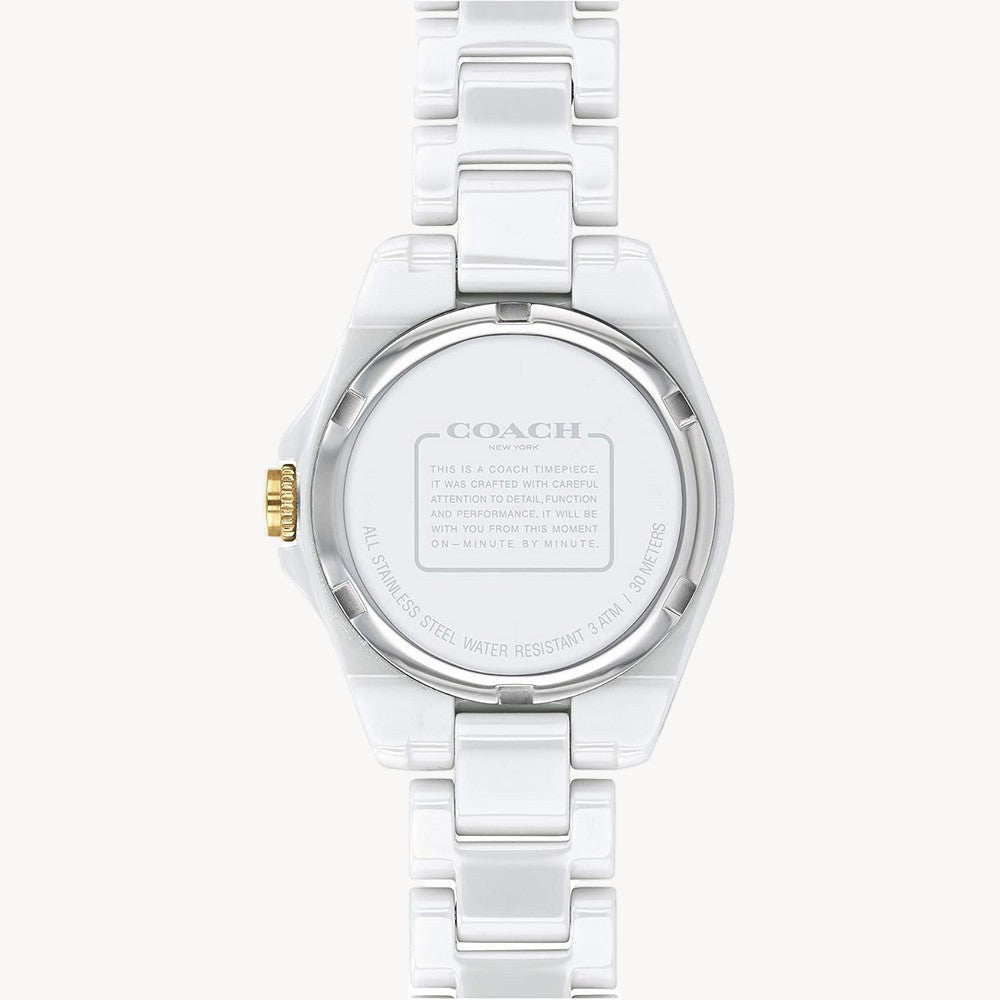 ساعة كوتش مودرن سبورت النسائية الفضية بمينا بيضاء - 14503254