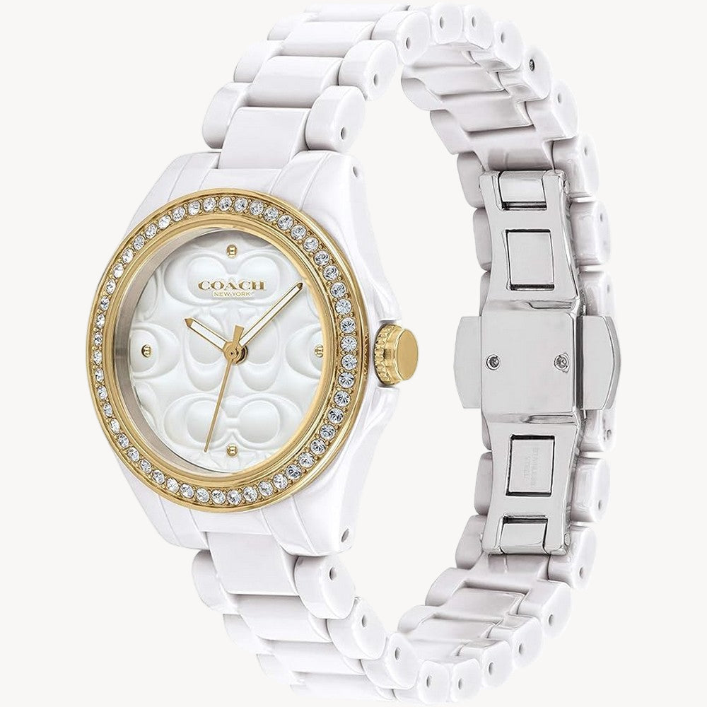 ساعة كوتش مودرن سبورت النسائية الفضية بمينا بيضاء - 14503254