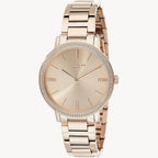 3 ATM Water Resistance
Ionic Plated Carnation Gold Steel
Carnation Gold Dial
Push-Button Deployment Clasp