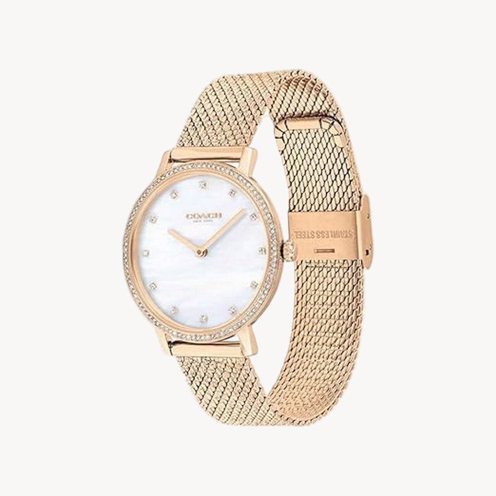 ساعة Coach 14503360 النسائية أودري بمينا أبيض وسوار من الفولاذ المقاوم للصدأ