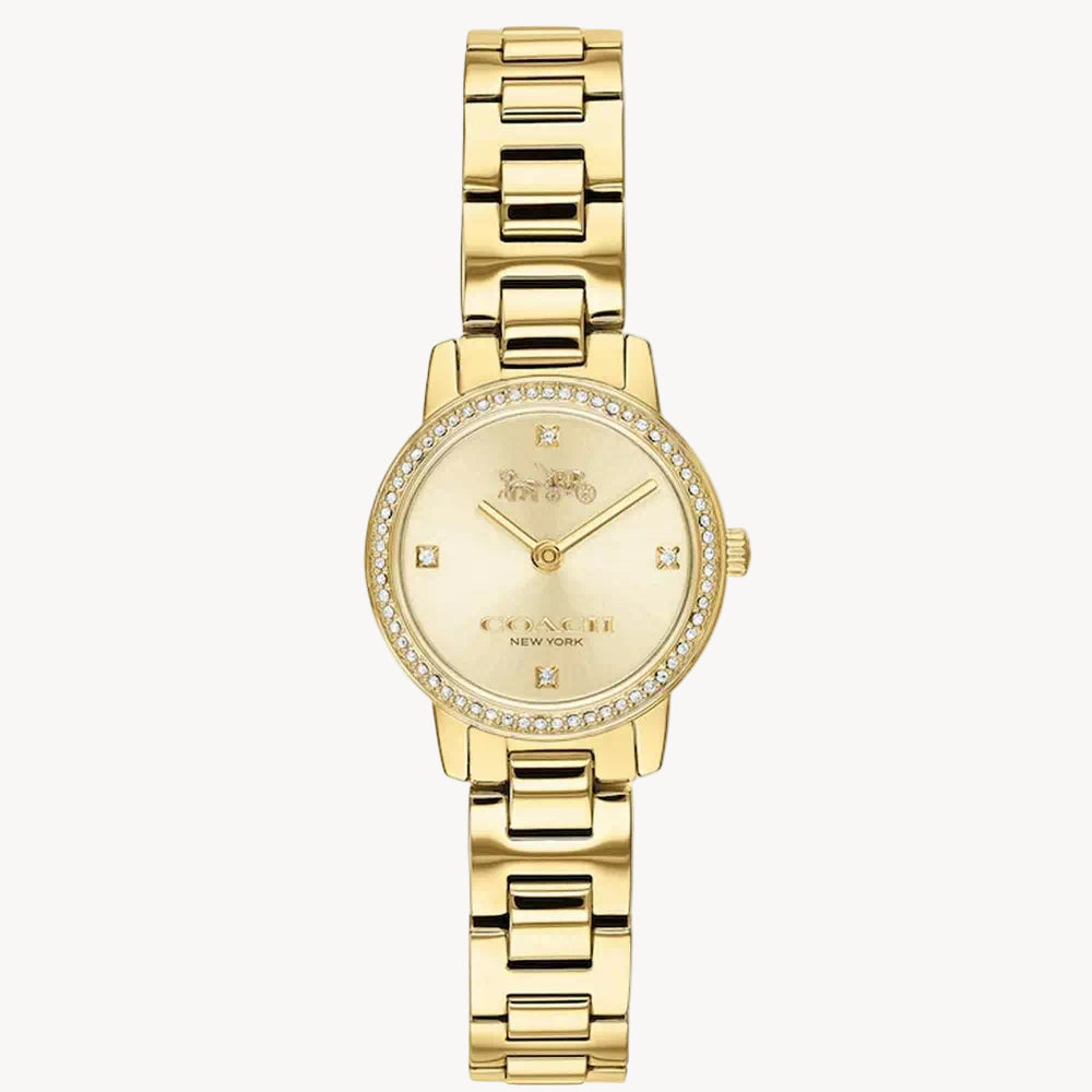 Gold Tone Stainless Steel Case
Gold Tone Stainless Steel Bracelet
Quartz Movement
Mineral Crystal
Gold Tone Dial
Analog Display
Solid Case Back
Deployment Clasp
30M Water Resistance
