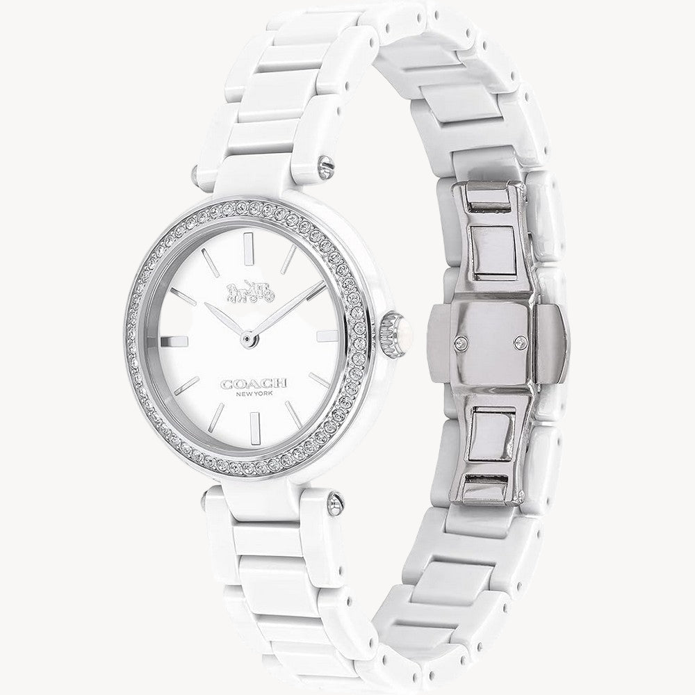 ساعة كوتش بارك النسائية بمينا أبيض 14503450