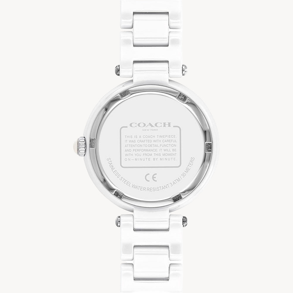 ساعة كوتش بارك النسائية بمينا أبيض 14503450