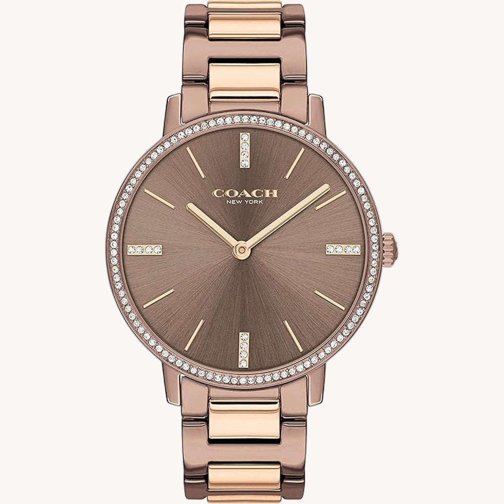 3 ATM Water Resistance
Ionic Plated Brown 5 Steel & Ionic Plated Rose Gold Steel
Coffee Dial
Push-Button Deployment Clasp