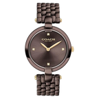 ساعة كوتش النسائية التناظرية ذات الميناء الكستنائي