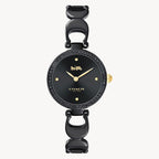 Movement Type: Quartz
Case Diameter: 26.00 mm
Case Thickness: 7.00 mm
Band Width: 9.50 mm
Bezel: Crystal Set
Case Material: Ionic Plated Black Stainless Steel
Crystal Material: Mineral
Dial: Black Sunray
Markers: Crystal
Strap Material: Ionic Plated Black Steel
Water Resistance: 3 Atm
Clasp Type: Jewelry Clasp