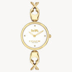 Movement Type: Quartz
Case Diameter: 26.00 mm
Case Thickness: 6.42 mm
Band Width: 2.00 mm
Case Material: Ionic Thin Gold Plated 1 Steel
Crystal Material: Mineral
Dial Colour: White
Strap Material: Ionic Thin Gold Plated 1 Steel
Water Resistance: 3 Atm
Clasp Type: Jewelry Clasp
Warranty: 2 Year International Manufacturer's Warranty