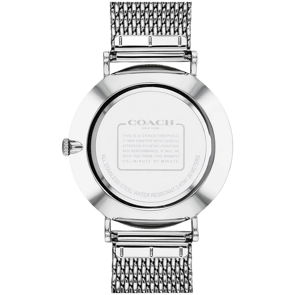 Coach 14602144 Charles Black Dial Silver Mesh Bracelet Watch for Men