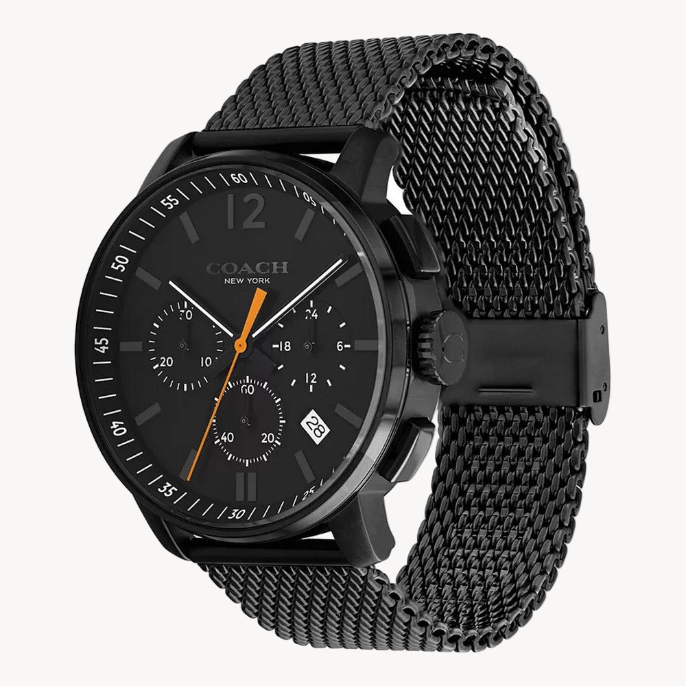 ساعة Coach كرونوغراف بليكر كرونوغراف للرجال بسوار من الفولاذ المقاوم للصدأ باللون الأسود