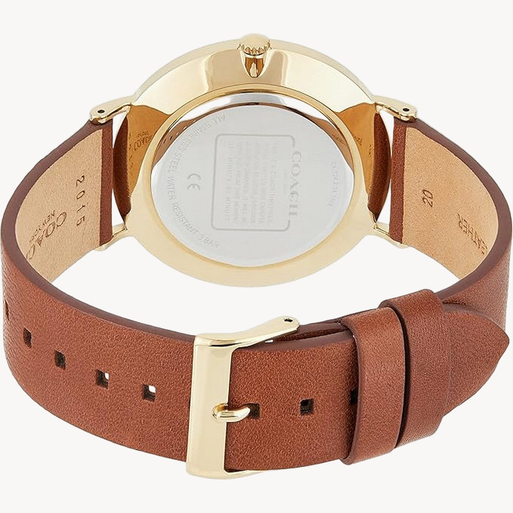 ساعة كوتش للرجال كوارتز، جلد بني - 14602473