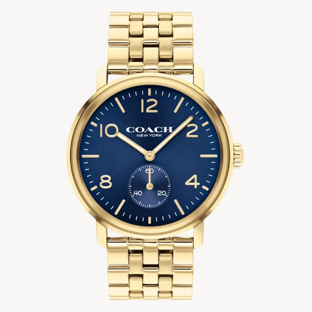 COACH 14602547 Men's Harrison 42mm Gold-Tone Stainless Steel Blue Dial Watch, Gold SKU: 14602547
Case diameter: 42 mm
Bandwidth: 22 mm