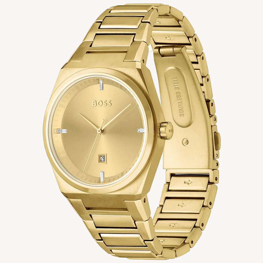 ساعة هوغو بوس 1502672 ذهبية للنساء من الفولاذ المقاوم للصدأ