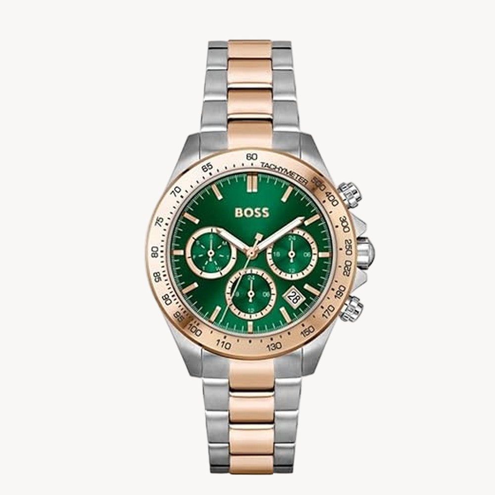 ساعة هوغو بوس 1502762 نسائية كوارتز كرونوغراف بمينا أخضر وستانلس ستيل
