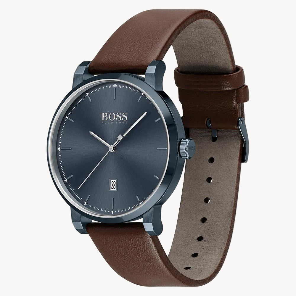 Hugo Boss 1513791 Brown Leather Dark Blue Dial Men's Watch