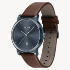 Hugo Boss 1513791 Brown Leather Dark Blue Dial Men's Watch