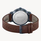 Hugo Boss 1513791 Brown Leather Dark Blue Dial Men's Watch