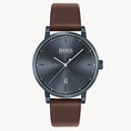 Hugo Boss 1513791 Brown Leather Dark Blue Dial Men's Watch