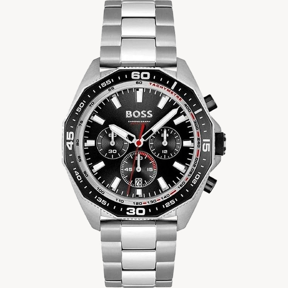 Hugo Boss Chronograph Quartz Watch for Men with Silver Stainless Steel Strap