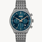 Hugo Boss 1514083 GREGOR Men's Watch Blue DIAL IONIC PLATED GREY STEEL WATC