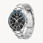 ساعة هوغو بوس 1514101 كرونوغراف للرجال، فضية، ستانلس ستيل، مينا سوداء