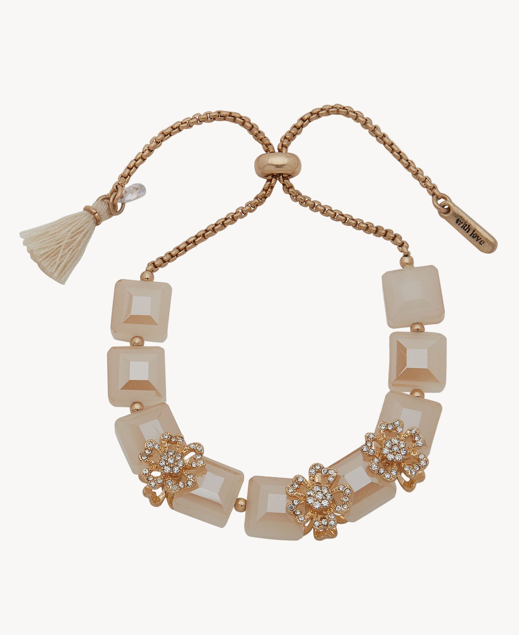 سوار Lonna &amp; Lilly LON-15B00077 من الخرز المربع باللون البيج والزهور