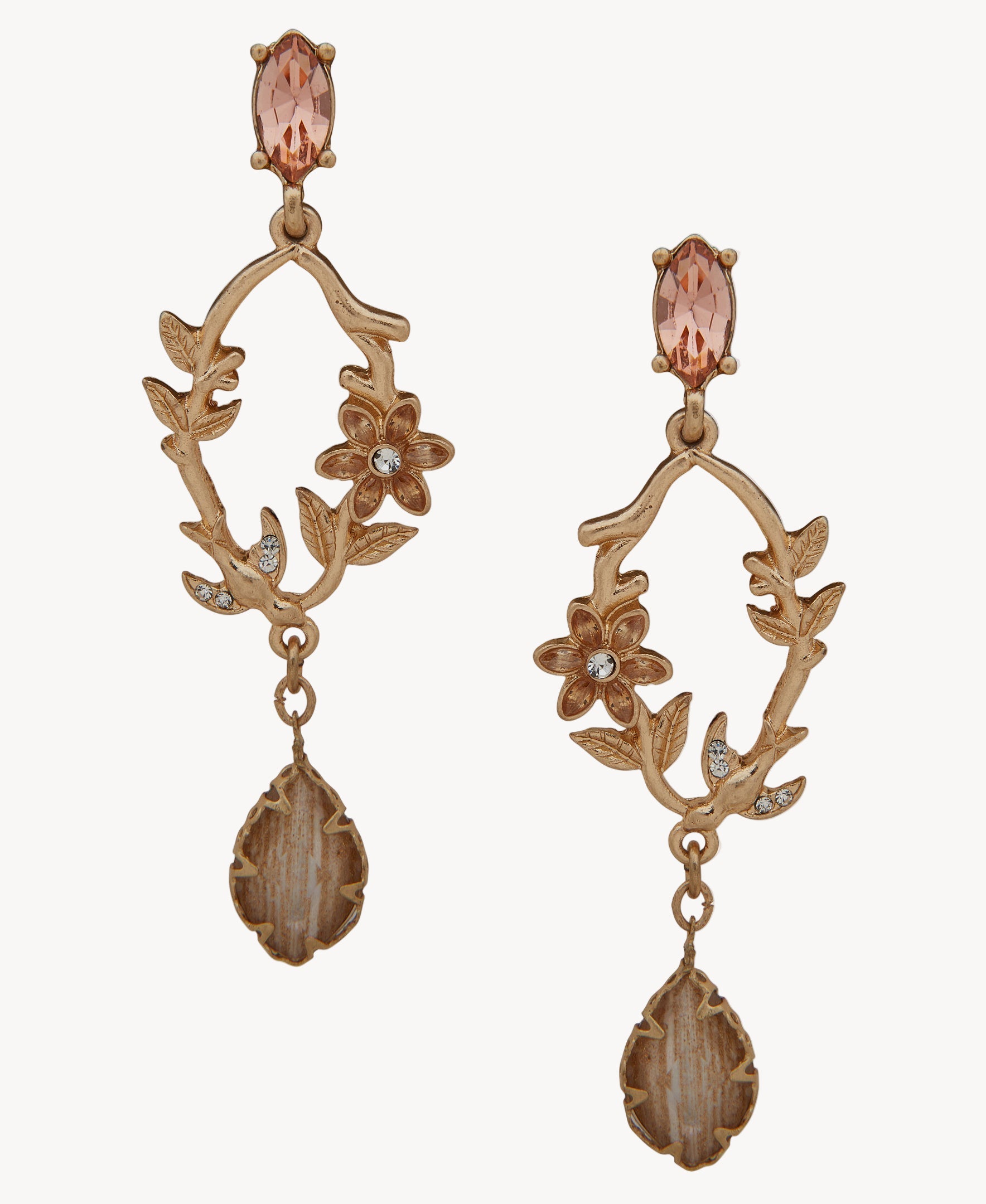 أقراط لونا وليلي LON-15G00196 الوردية الزهرية العتيقة المتدلية